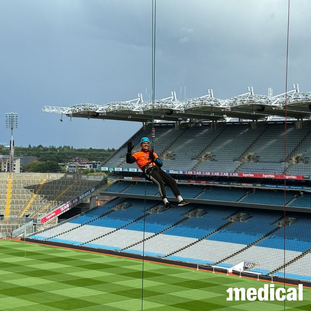 Abseiler descending the stand at Croke Park